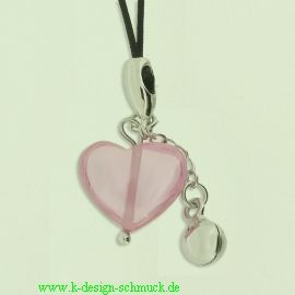 Schlüsselanhänger - Pinkes Herz mit Kugel - Glasanhänger