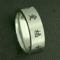 Edelstahlring - Umlaufende Chinesische Zeichen 56 (17,8 Ø) 7,6 US