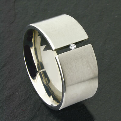 Edelstahlring - Spannring mit Cubik Zirkon 62