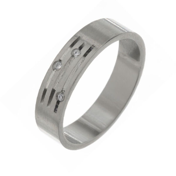 Edelstahlring - Design durchbrochen mit Cubik Zirkonia 62 (19,7 Ø) 09 US
