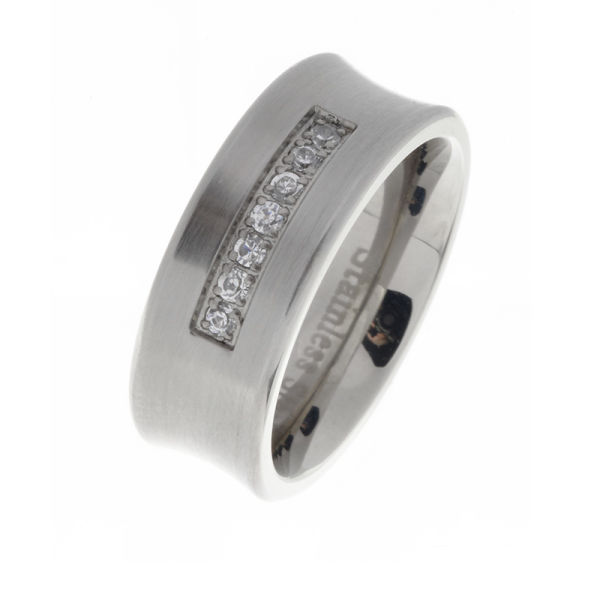 Edelstahlring/Damenring/Cubik Zirkonia 52