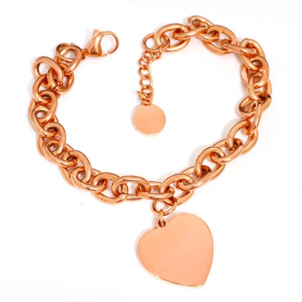 Edelstahlarmband mit Herzanhänger PVD-Rosegold
