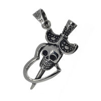 Stainless steel pendant - dagger with skull and heart