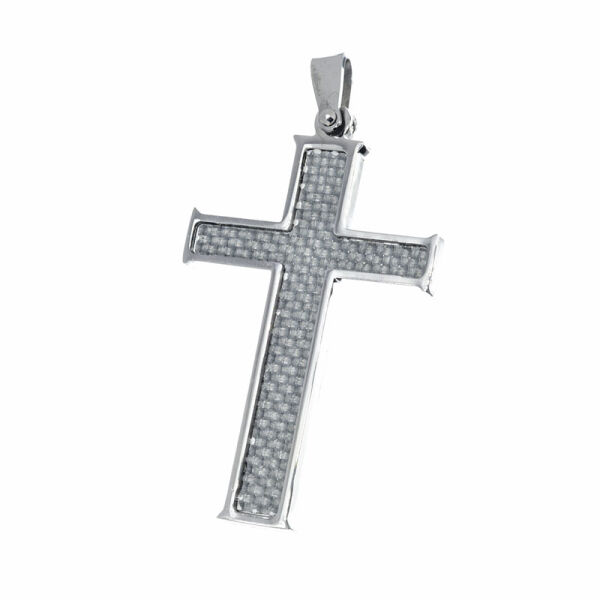 Stainless Steel Pendant – Cross with Rectangular Grid Pattern
