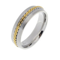 Edelstahlring - Ring mit goldfarbener "Kordel"