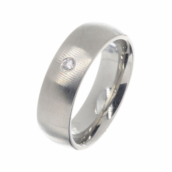 Stainless Steel Ring - Frosted with Circonia 62 (19,7 Ø) 09 US