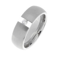 Edelstahlring - Spannring mit Zirkonia
