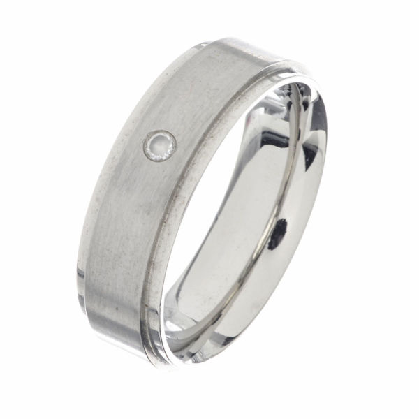 Edelstahlring - Stufenring mit Cubik Cirkon 7mm Breite 66 (21,0 Ø) 11 US