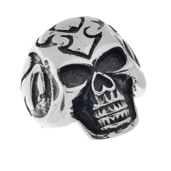 Stainless steel ring - skull - tribal 07 / 56