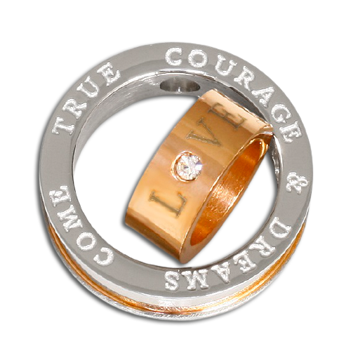 Stainless Steel Pendant – Courage Ring Motif with Inner Decorative Ring