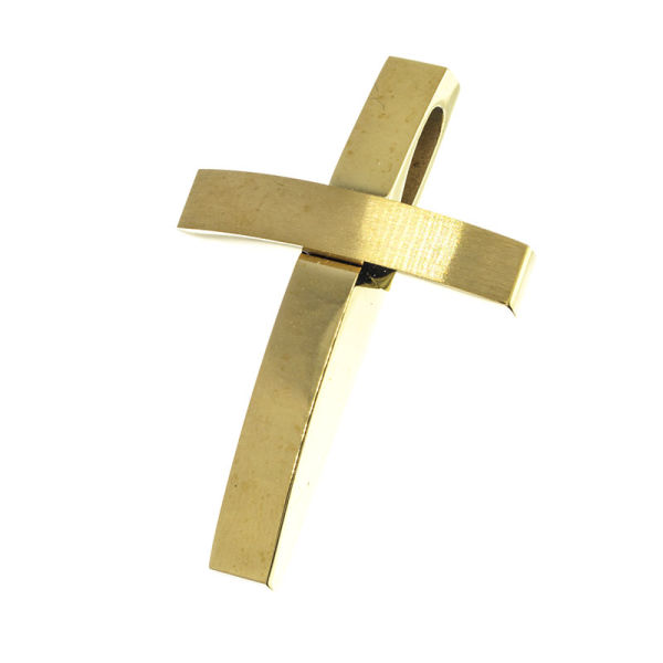 Edelstahlanhänger - Kreuz "Petrus" PVD-Gold