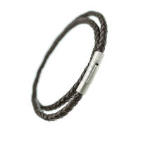 Lederamband / Kette braun mit Edelstahlverschluß