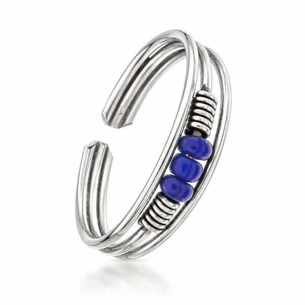 Zehenring / Kinderring aus 925er Silber mit blauen Zierelementen
