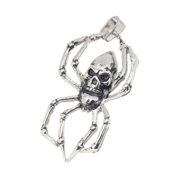 Stainless Steel Pendant – Spider with Skull Body