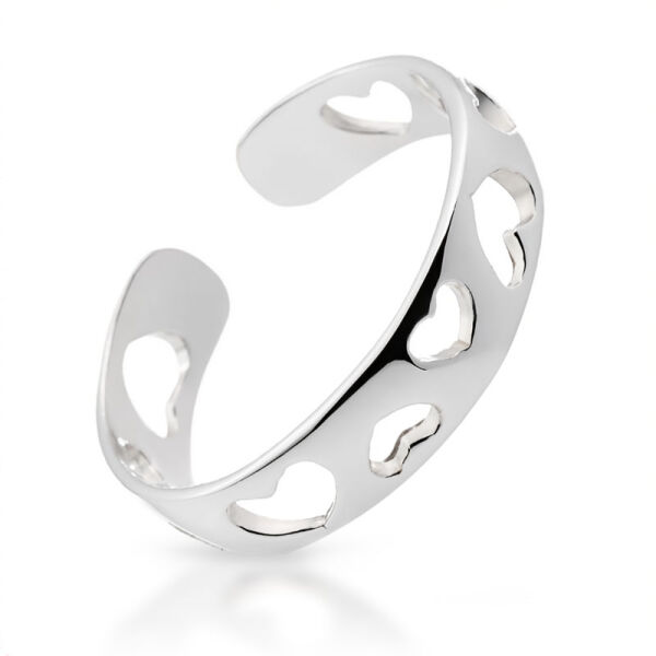 Zehenring / Kinderring aus 925er Silber mit ausgesparten Herzen
