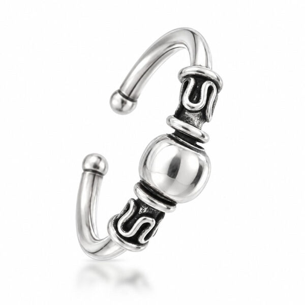 Zehenring / Kinderring aus 925er Silber mit Kugel und Ornamenten