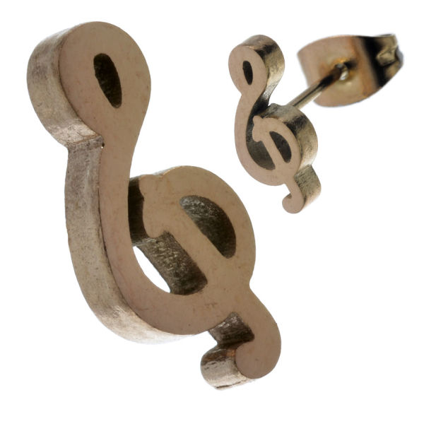 Stainless steel stud earrings - clef "Griswald"
