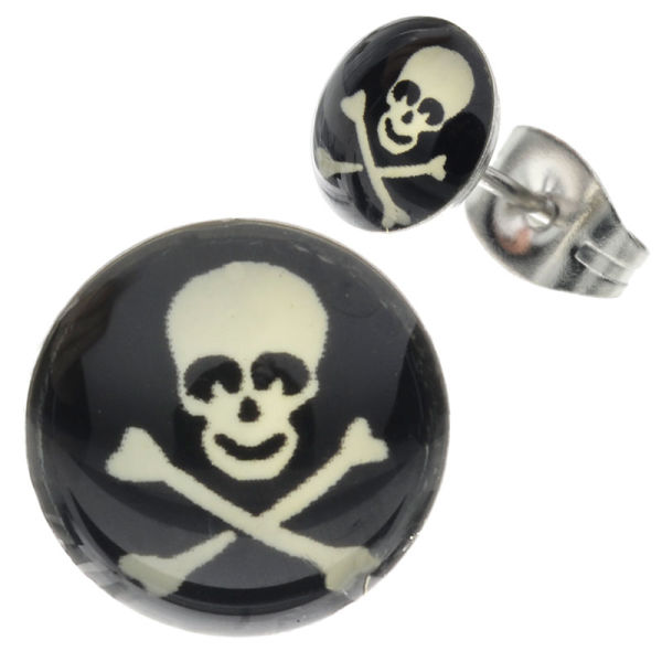 Edelstahlohrstecker  -  Totenkopf