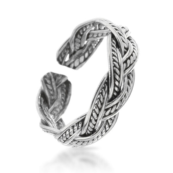 Zehenring / Kinderring aus 925er Silber mit feinem Flechtmuster
