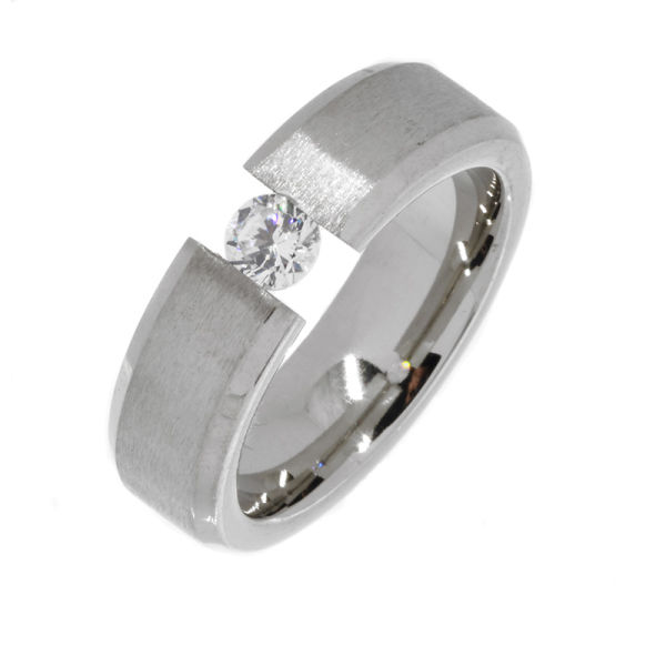 Edelstahlring - Spannring mit Stein 56 (17,8 Ø) 07 US
