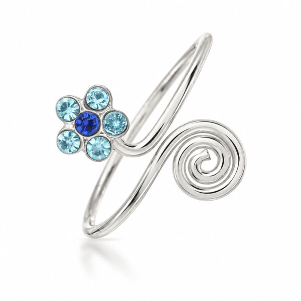 Zehenring / Kinderring aus 925er Silber mit Zierblüte und Spirale