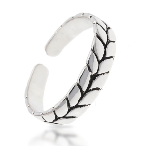 Zehenring / Kinderring aus 925er Silber mit Blattmuster