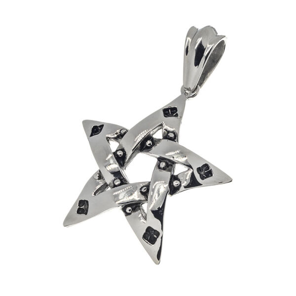 Stainless Steel Pendant – Pentagram with Offset Star Bars