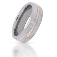 Wolfram-Ring mit Silberinlay 1 Streifen
