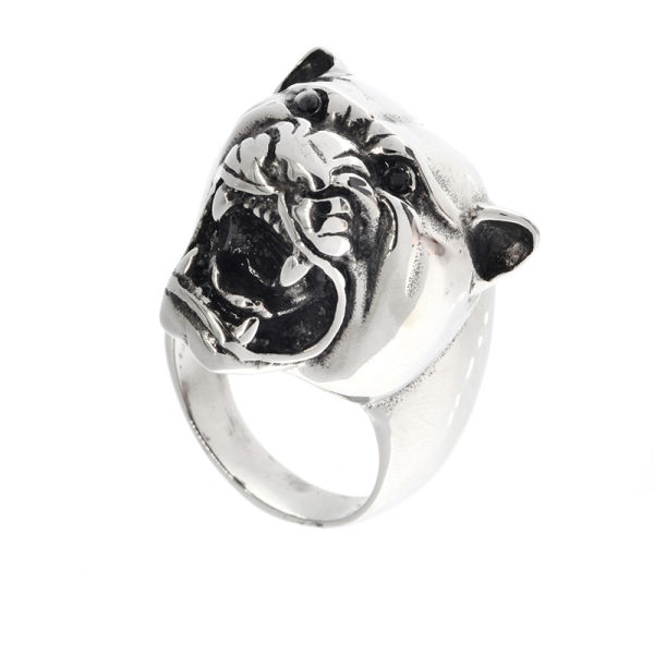 Stainless steel ring panther - polished