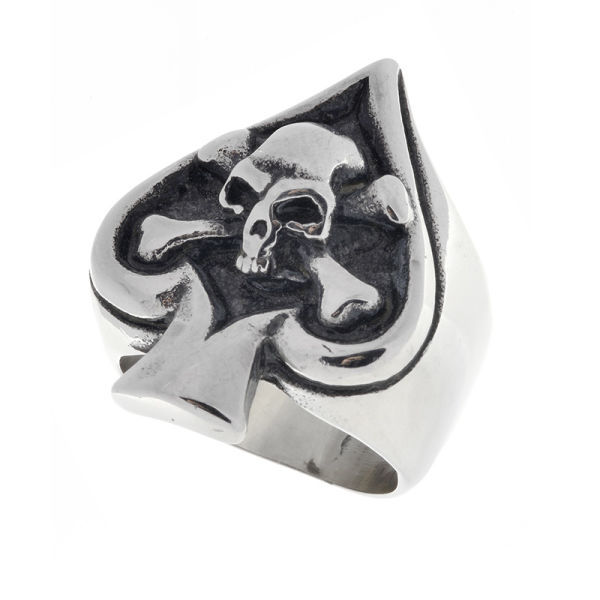 Edelstahlring/Totenkopf im Knochenkreuz-Pik 11 / 64
