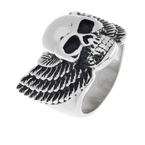 Edelstahlring/Totenkopf/Flügel 60 (19,1 Ø) 09 US