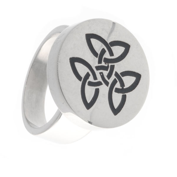 Stainless Steel Signet Ring - Celtic Knot (Trinity) - Polished