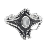 925 Sterling Silver Ring with Real Stones - Perlmutt - 60 (19,1 Ø) 09 US