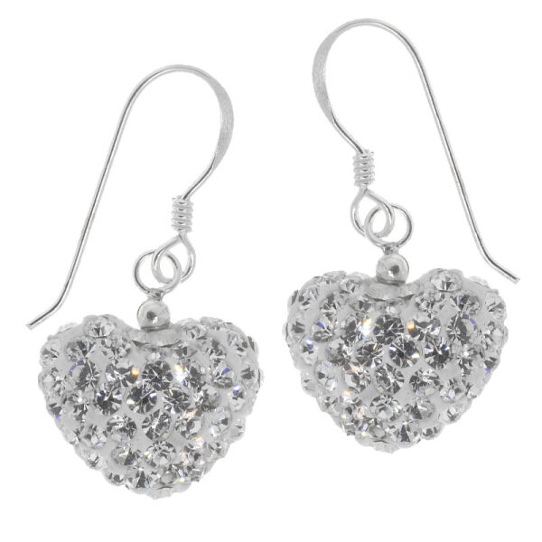 Silver Earrings - Glitter Heart 14 mm