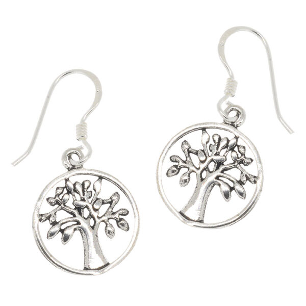 925 Sterling Silberohrhänger - Lebensbaum