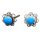 Silberohrstecker Blume mit hellblauen Stein