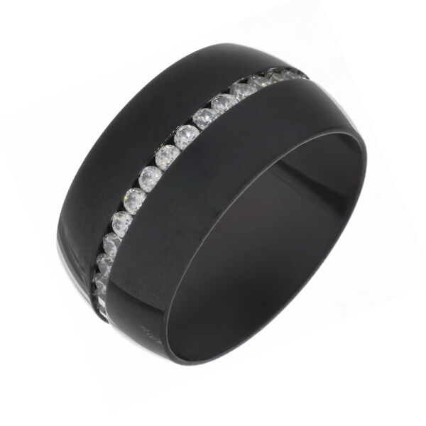 Edelstahlring - CZ PVD-Schwarz 52 (16,6 Ø) 06 US