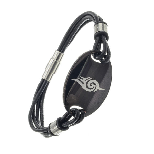Leather bracelet with stainless steel clasp