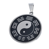Stainless steel pendant - I Ching with Yin and Yang