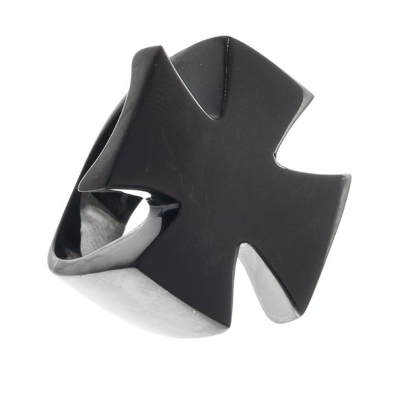 Stainless Steel Ring with Iron Cross: PVD-Schwarz-57 (18,1 Ø) 08 US