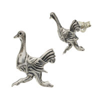 Silver Stud Earrings - Ostrich