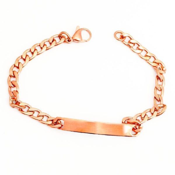 Edelstahlarmband mit Gravurplatte PVD-Rosegold 19cm
