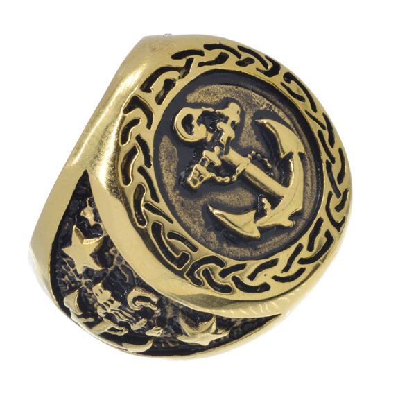 Stainless Steel Ring - Anchor PVD Gold-65 (20.7 Ø) 11 US