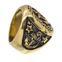 Stainless Steel Ring - Anchor PVD Gold-57 (18.1 Ø) 08 US