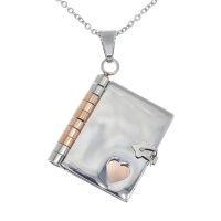 Stainless Steel Pendant - Diary with engravable Pages - Bicolor (Steel/PVD-Rosegold)