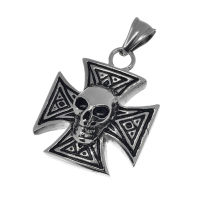 Edelstahlanhänger - Eisernes Kreuz mit Totenkopf