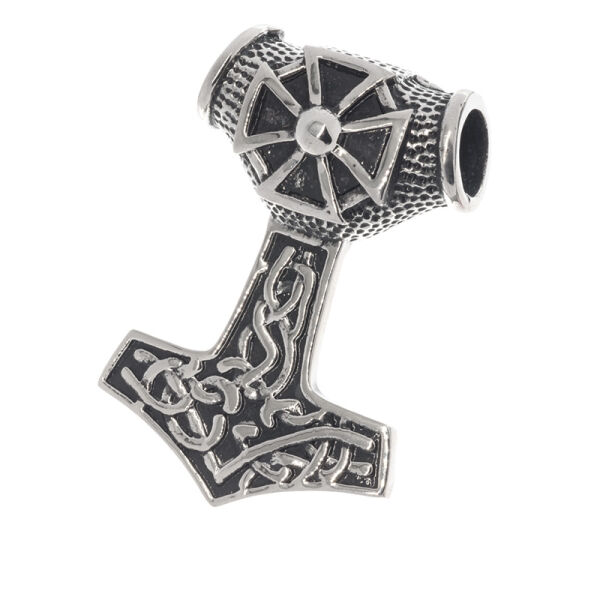 Stainless Steel Pendant – Thor’s Hammer with Cross and Interwoven Lines