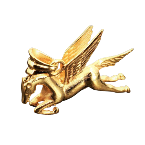 Edelstahlanhänger - Pegasus - Pferd mit Flügeln PVD-Gold