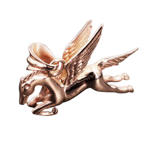 Edelstahlanhänger - Pegasus - Pferd mit Flügeln PVD-Rosegold