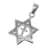 Stainless steel pendant "Star of David with cross"